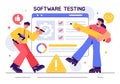 Software Testing Vector Illustration featuring Application Engineering, Debugging Processes, Development Workflow, Programming,