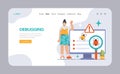 Software testing web banner or landing page. Code testing