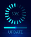Software update on cyberspace. Loading process concept. Upgrade application progress icons Royalty Free Stock Photo