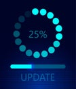 Software update on cyberspace. Loading process concept. Upgrade application progress icons Royalty Free Stock Photo