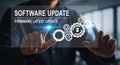 Software update and firmware maintenance on a virtual screen Royalty Free Stock Photo