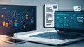 Software, web development, programming concept. Abstract Programming language and program code on screen laptop Royalty Free Stock Photo