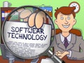 Softwear Technology through Magnifier. Doodle Concept.