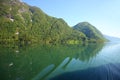 The Sognefjord or Sognefjorden, nicknamed the King of the Fjords, is the largest and deepest fjord in Norway. Royalty Free Stock Photo