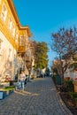 Sogukcesme Street and famous traditional houses of Istanbul Royalty Free Stock Photo