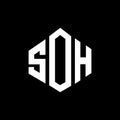 SOH letter logo design with polygon shape. SOH polygon and cube shape logo design. SOH hexagon vector logo template white and Royalty Free Stock Photo