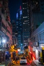 Soho district by night, Hong Kong, China Royalty Free Stock Photo