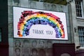 SOHO, LONDON, ENGLAND- 17th February 2021: The London Palladium with THANK YOU rainbow signage, amid coronavirus lockdown