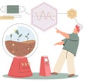 Soil analysis and earth pollution or structure control. Scientist measuring ground levels status metaphor