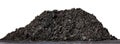 Soil clay mountain pile, soil heap land for construction home or road way building, wet soil dirt mound brown black large pile