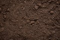 Soil close-up background, texture and structure of the earth, top view, brown humus rich in trace elements for planting