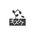 Soil with cracks and dried tree vector icon