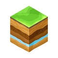 Soil Cross Section Showing Layers as Geology Sampler for Research Vector Illustration