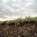 Soil or Dirt Section with Grass Under Sky