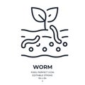 Soil earthworm editable stroke outline icon isolated on white background flat vector illustration. Pixel perfect. 64 x 64 Royalty Free Stock Photo