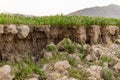 Soil erosion due to flood in the nearby river