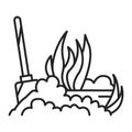 Soil fluffing black line icon. The process of preparing the soil for planting. Pictogram for web page, mobile app, promo. UI UX