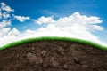 Soil and grass in blue sky Royalty Free Stock Photo