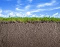 Soil ground, grass and sky nature background Royalty Free Stock Photo