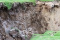 Soil layer erodes water erosion. Royalty Free Stock Photo