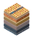 Soil layers cross-section geological and underground beneath Royalty Free Stock Photo