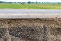 Soil layers under the road and paddy fields. Royalty Free Stock Photo