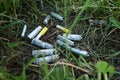 Soil pollution, used oxidized batteries are thrown into the environment