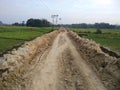 Soil road between the crop land in madhubani India