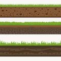 Soil Seamless layers ground layer. Stones and grass on dirts. Vector