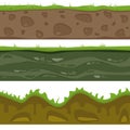 Soil seamless layers. Layer of soil with grass and stones. The texture of the cut soil.
