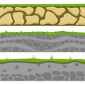 Soil seamless layers. Layer of soil with grass and stones