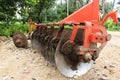 Tractor disc plow stock photo