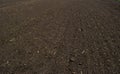Soil surface background. Plowed sown agricultural field with black fertile soil, prepared for a farmland Royalty Free Stock Photo