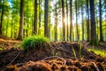 Soil under grass in forest Royalty Free Stock Photo