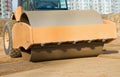 Soil vibration compactor at work Royalty Free Stock Photo