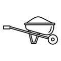 Soil wheelbarrow icon, outline style