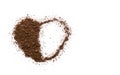 soil on a white background with a heart shape conveys love and care