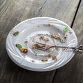 Soiled cake plate Royalty Free Stock Photo