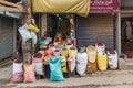 Shop selling dried herbs and chili peppers in Srinagar