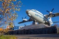 Airplane-monument AN-12 near the airport.