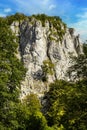 Sokolica mountain limestone peak in Bedkowska Valley within Jura Krakowsko-Czestochowska upland near Cracow in Lesser Poland Royalty Free Stock Photo