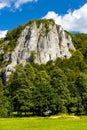 Sokolica mountain limestone peak in Bedkowska Valley within Jura Krakowsko-Czestochowska upland near Cracow in Lesser Poland Royalty Free Stock Photo