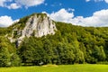 Sokolica mountain limestone peak in Bedkowska Valley within Jura Krakowsko-Czestochowska upland near Cracow in Lesser Poland Royalty Free Stock Photo