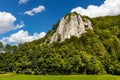 Sokolica mountain limestone peak in Bedkowska Valley within Jura Krakowsko-Czestochowska upland near Cracow in Lesser Poland Royalty Free Stock Photo