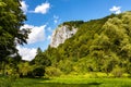 Sokolica mountain limestone peak in Bedkowska Valley within Jura Krakowsko-Czestochowska upland near Cracow in Lesser Poland Royalty Free Stock Photo