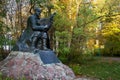 Sokyryntsi, Ukraine - October 17, 2021: Monument to Ostap Mykytovych Veresai, a renowned minstrel and kobzar who lived in