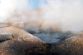 The Sol de la Manana, Rising Sun steaming geyser field high up in a massive crater in Bolivian Altiplano, Bolivia Royalty Free Stock Photo