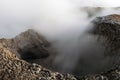 The Sol de la Manana, Rising Sun steaming geyser field high up in a massive crater in Bolivian Altiplano, Bolivia Royalty Free Stock Photo