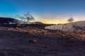 The Sol de la Manana, Rising Sun steaming geyser field high up in a massive crater in Bolivian Altiplano, Bolivia Royalty Free Stock Photo