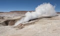 Sol de Manana, steaming geothermal and geyser field, Reserva Nacional de Fauna Andina Eduardo Abaroa, Bolivia Royalty Free Stock Photo